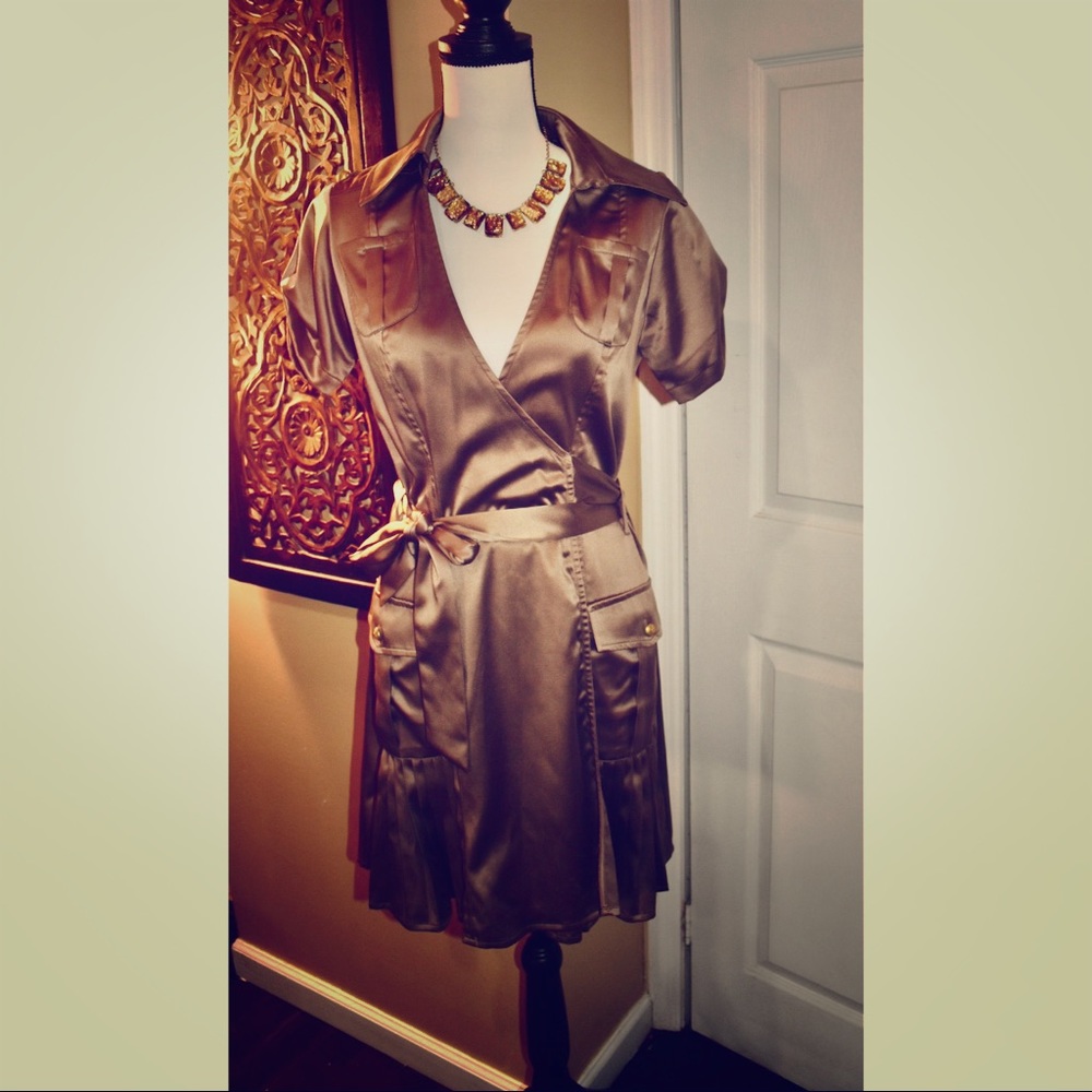 Evening Dress Silk Dress / Olive Green